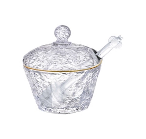 Meleira Cristal Martelado Colher Tampa Borda Dour Petra 10cm 2792 Lyor