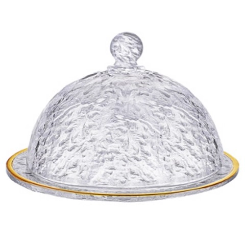 Queijeira Cristal Martelado Tampa Borda Dou Petra 19.5x13cm 2796 Lyor