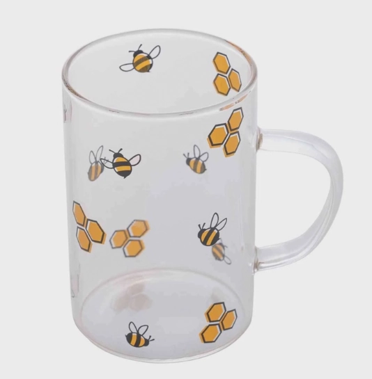Caneca Vidro Borossilicato Resistente A Calor Bee 280ml