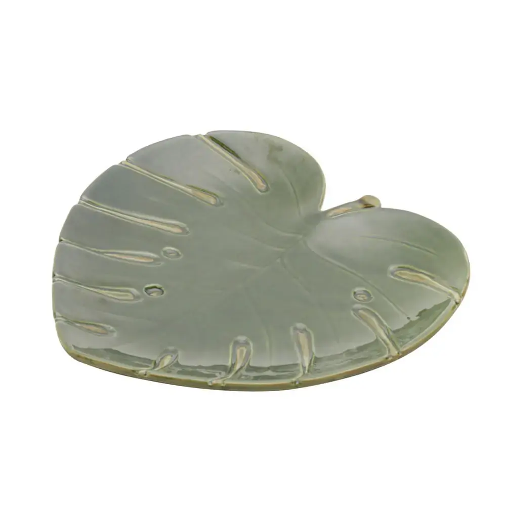 Prato Lyor Decorativo De Cer Cost De Ad Leaf Vd 28x26x35cm Imp