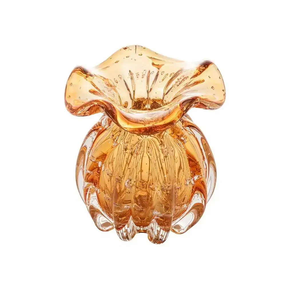Vaso em Vidro ITALY Murano 10X11CM AMBAR e Dourado LYOR 4378