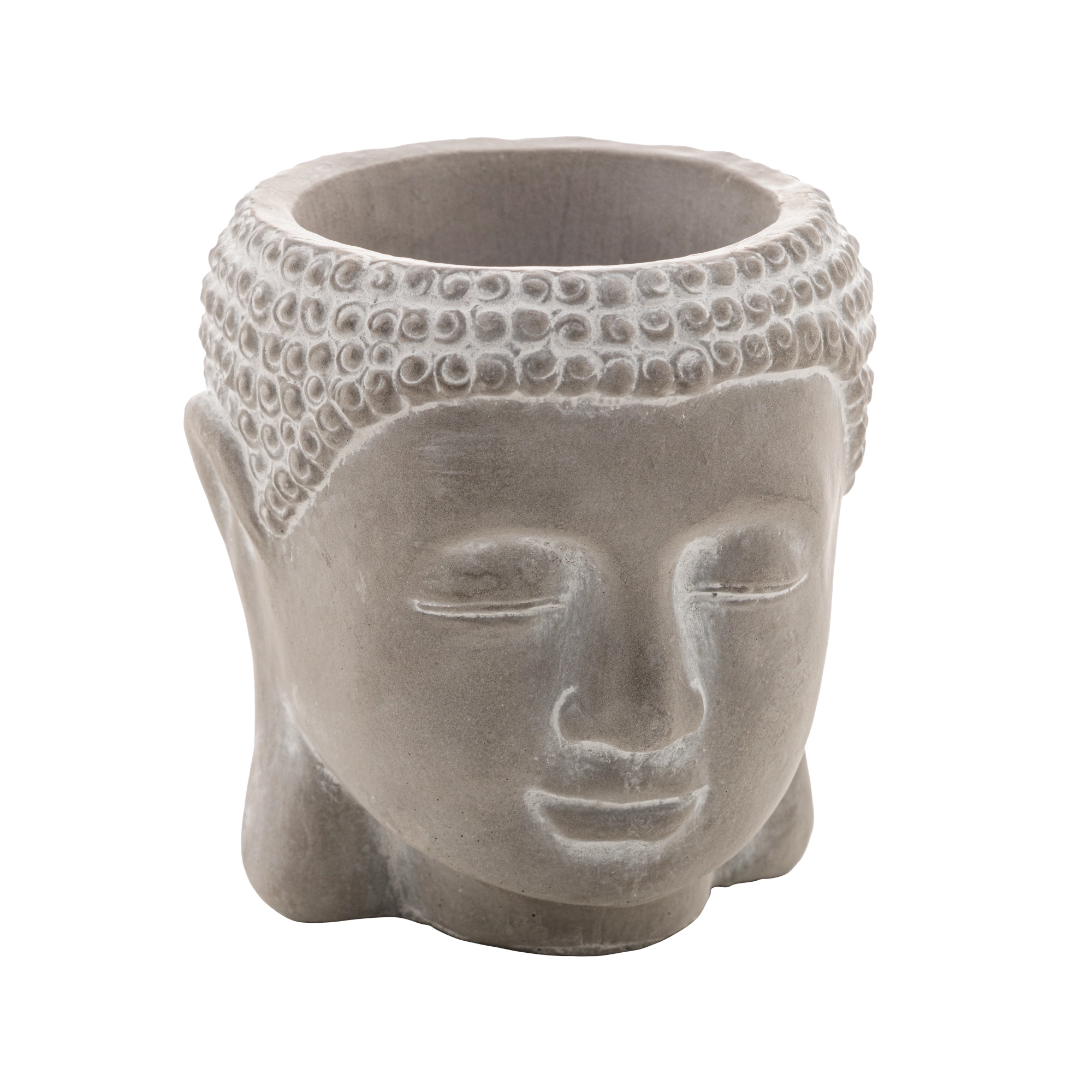 Cachepot Buddha Face Concreto Cinza 10.5x8.5x11cm 4586 Lyor