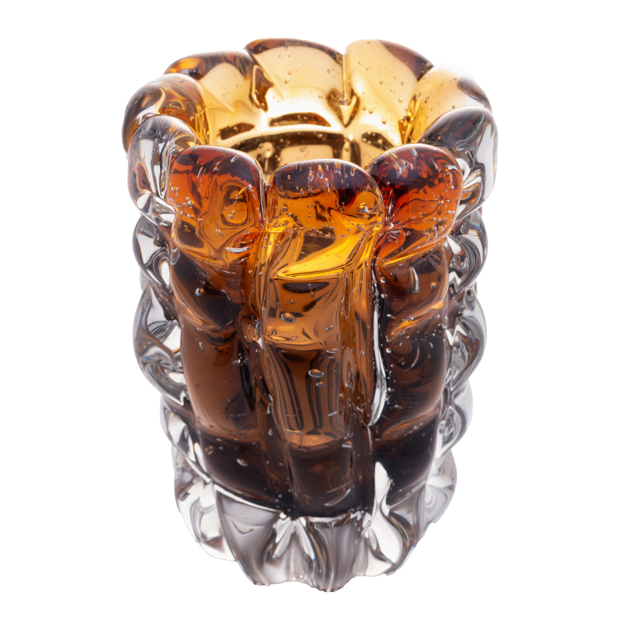 Vaso Vidro Italy Lyor Ambar E Marrom 10c
