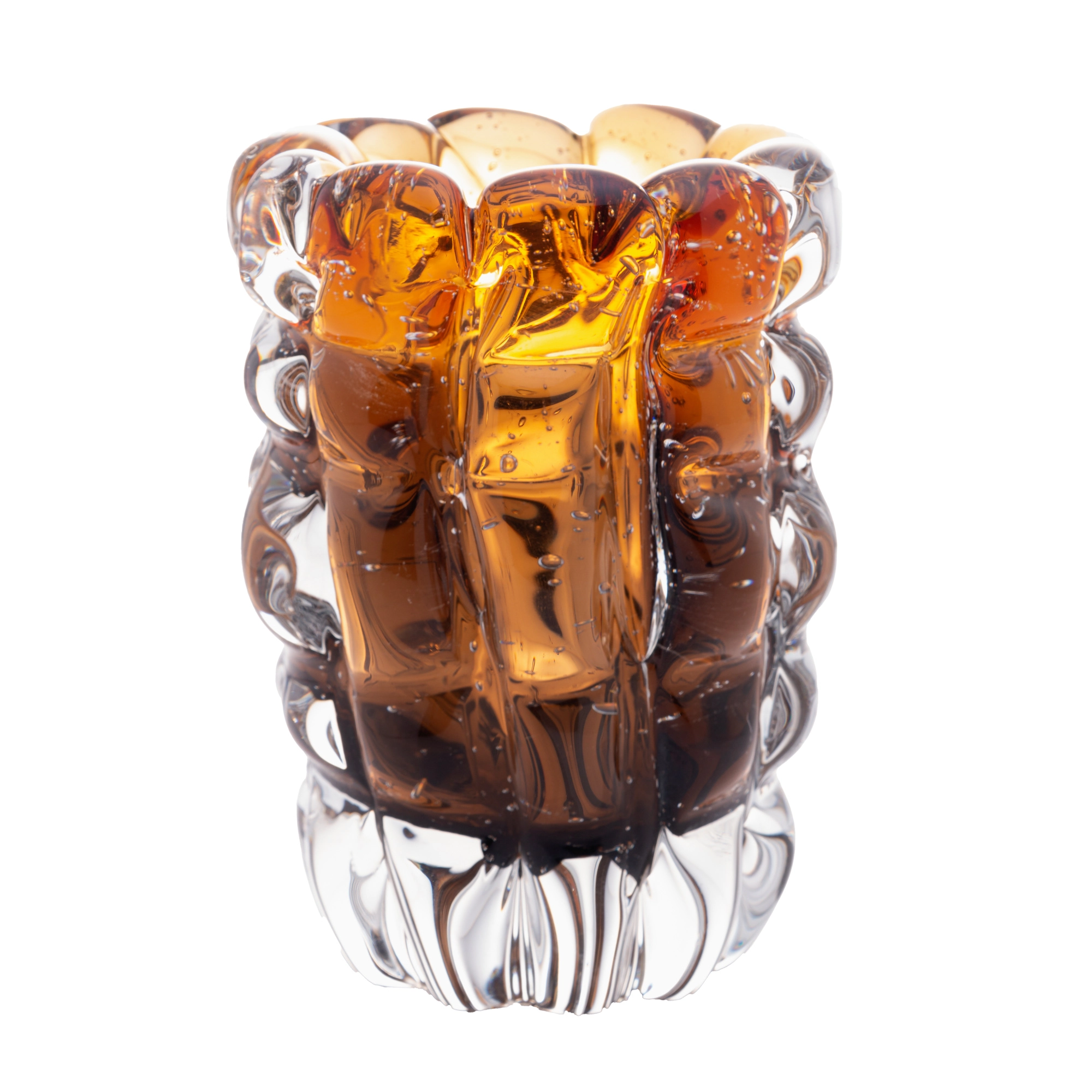 Vaso Italy Vidro Ambar Marrom 10x15cm 4801 Lyor