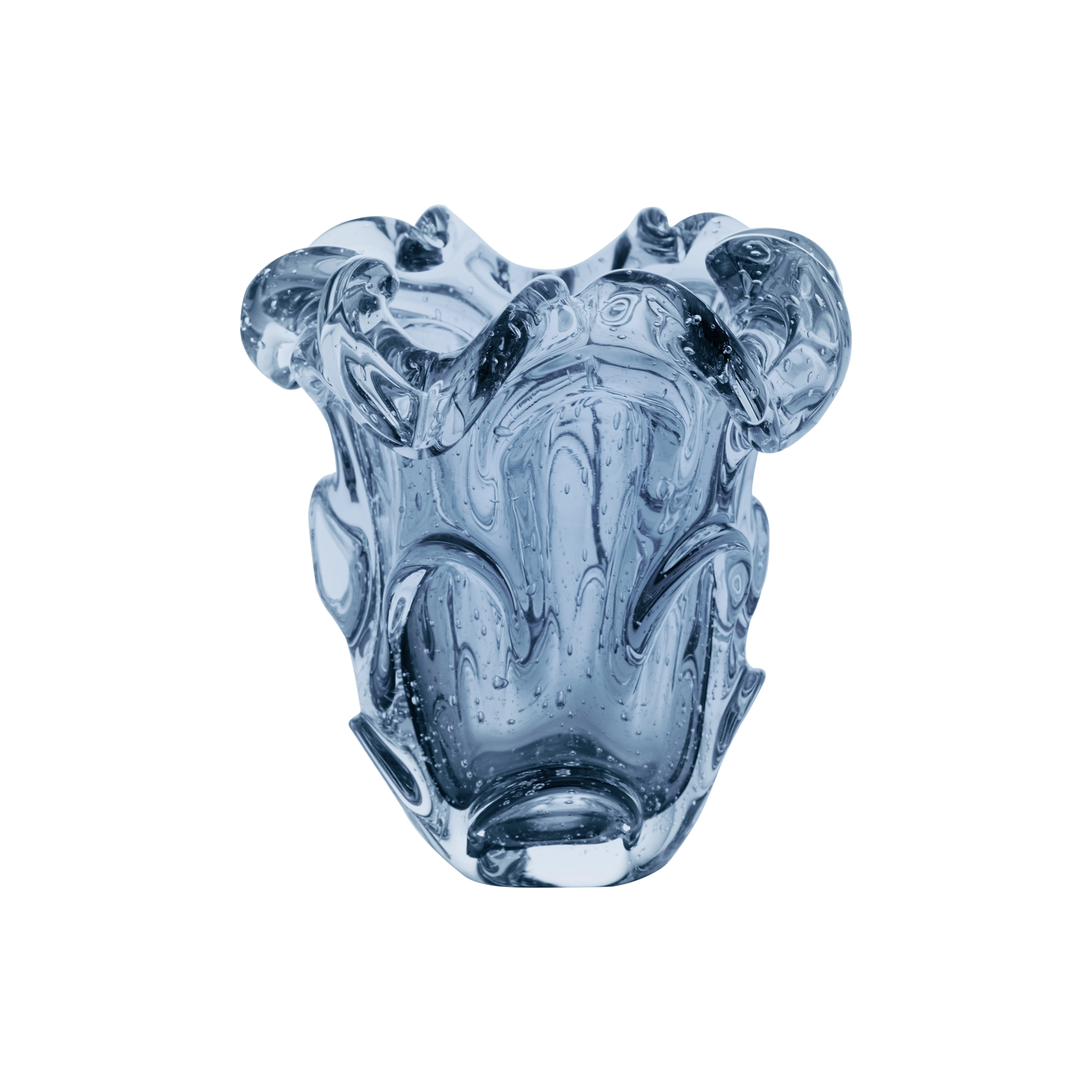 Vaso De Vidro Italy Azul 13cm X 14,5cm