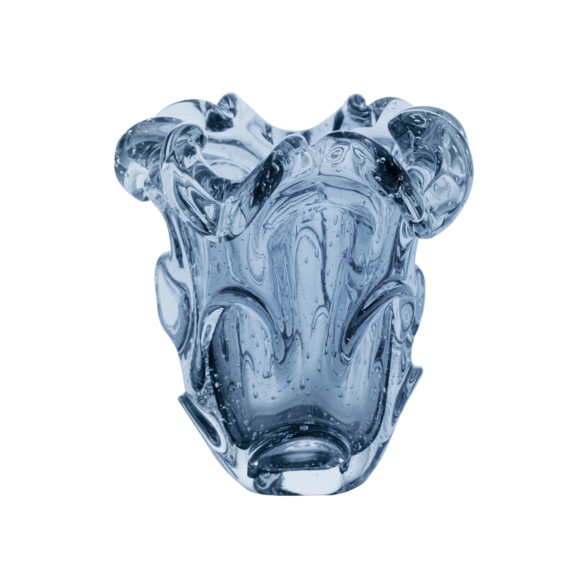 Vaso De Vidro Italy Azul 15cm X 16cm
