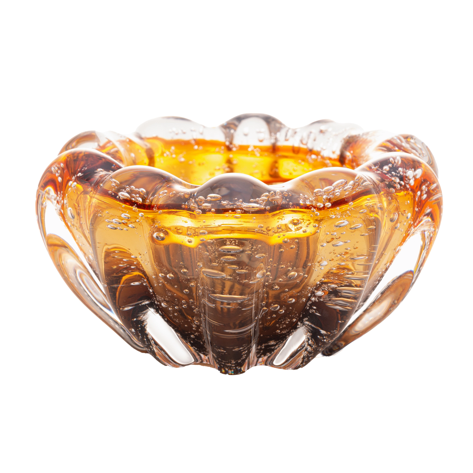 Centro De Mesa De Vidro Italy Marrom Ambar 18x8cm