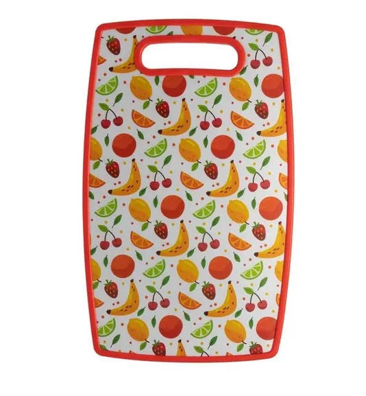 Tábua Para Corte De Plástico Fruits Vermelha 30cm X 20cm X 1cm Lyor