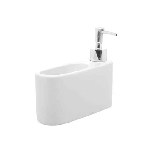 Porta Deterg Liq Ceramica C/suporte Esponja Bco Lyor