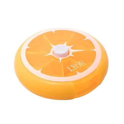 Porta Comprimidos Giratorio De Plastico Laranja 9cm X 9cm X 2,5cm