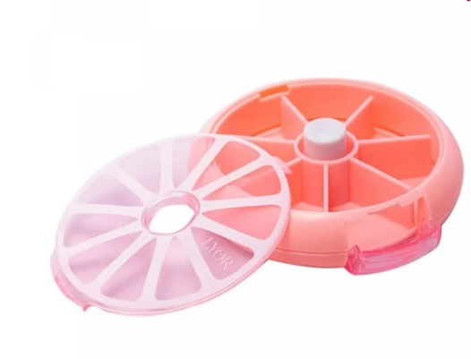 Porta Comprimidos Giratorio De Plastico Rosa 9cm X 9cm X 2,5cm