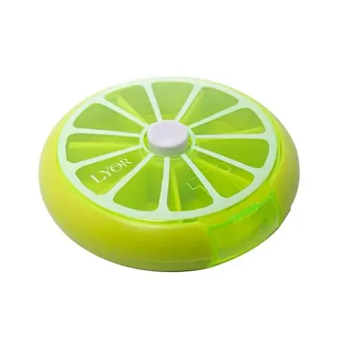 Porta Comprimidos Giratorio De Plastico Verde 9cm X 9cm X 2,5cm