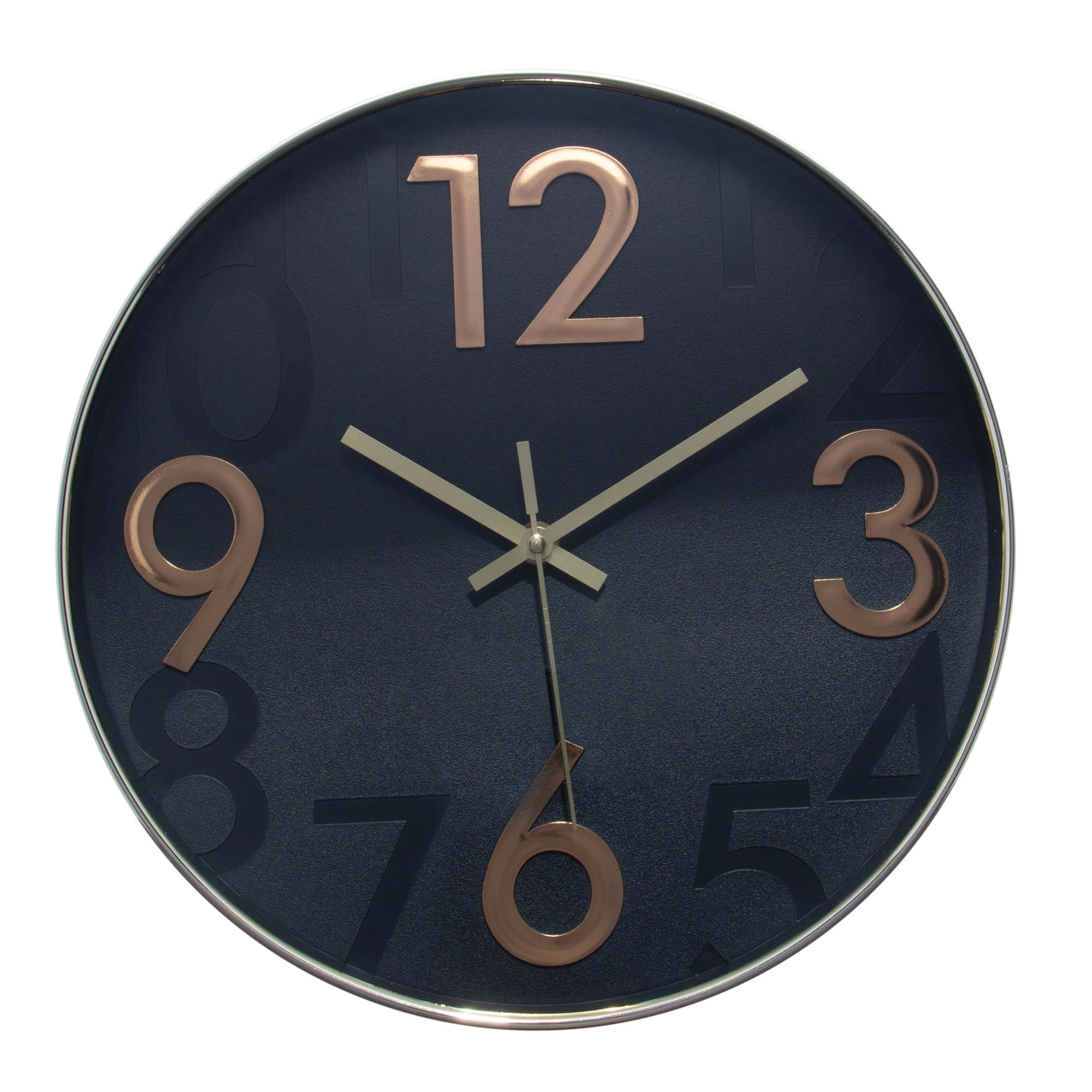 Relogio De Parede De Plastico Donum Preto Com Dourado 30,5cm X 4,3cm