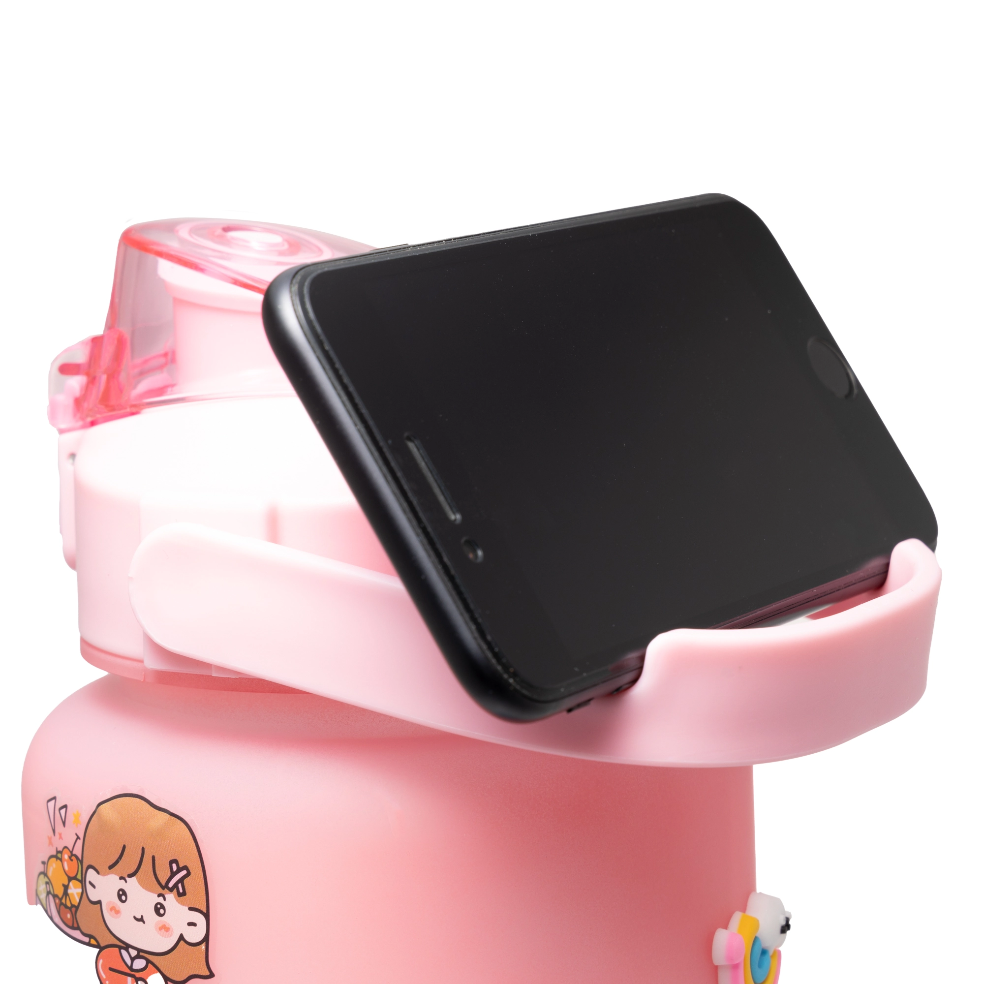 Garrafa Squeeze Degrade Porta Celular Adesivo Rosa Azul 5905 Lyor