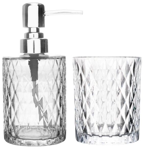 Jogo P/banheiro C/2pcs De Vidro Diamond Ref.5981