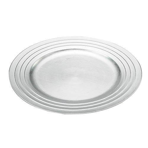 Conjunto De Sousplat Plástico Prateado 6 Peças Lyor Classic