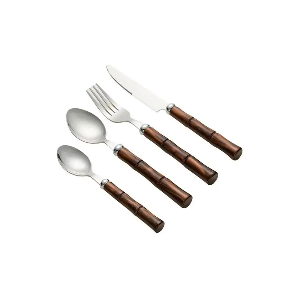 Faqueiro Lyor Bamboo Marrom - 24 peças