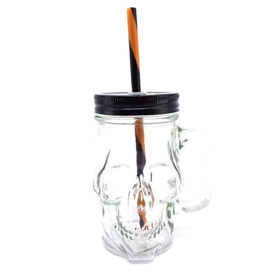Caneca C/canudo E Tampa De Vidro 450ml