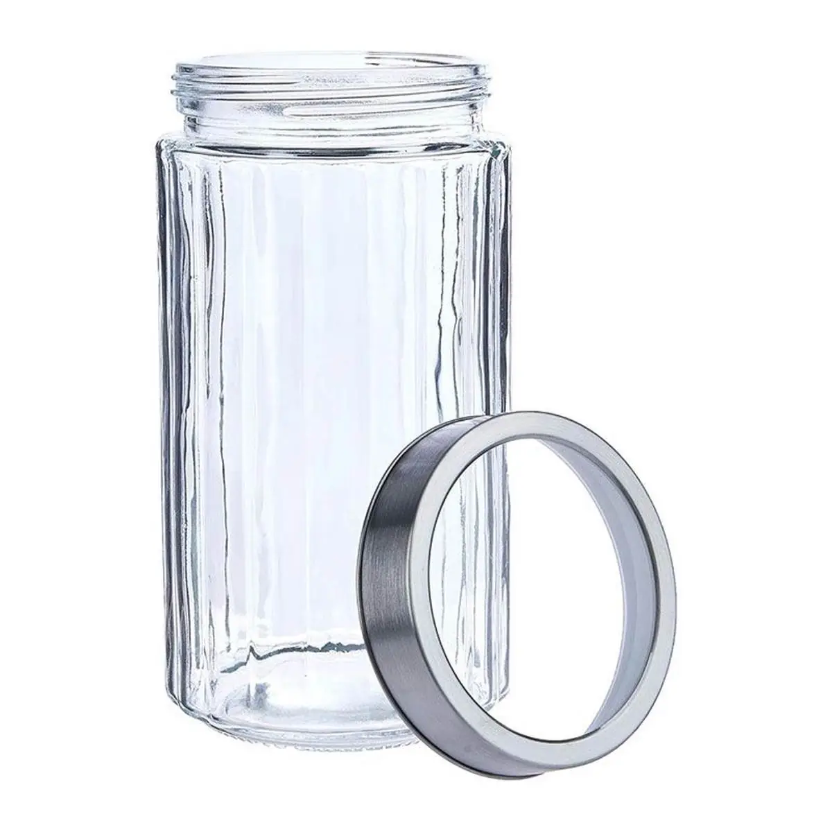 Pote Redondo De Vidro Borossilicato Tampa Inox Visor de Acrílico Sydney 2,1 litros