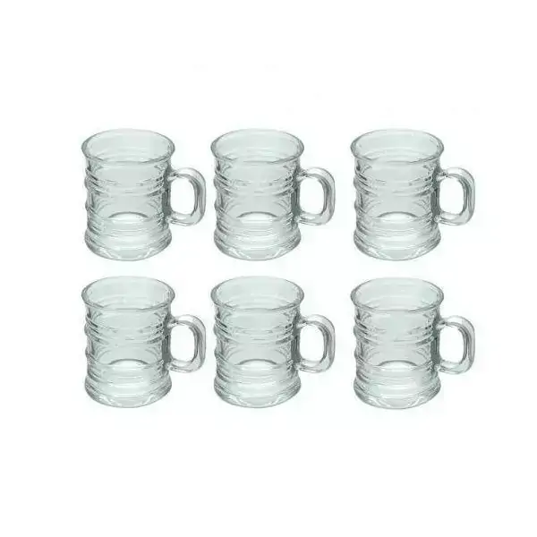 Conjunto de Canecas de Vidro Vintage Transparente 95ML 6 Peças LYOR 7164