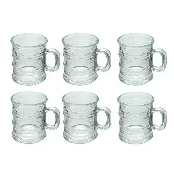 Conjunto de Canecas de Vidro Vintage Transparente 245ML 6 Peças LYOR 7169