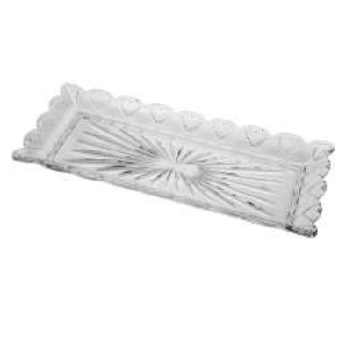 Travessa Cristal Ret Chumbo 43,x16,5x3,5cm Heart