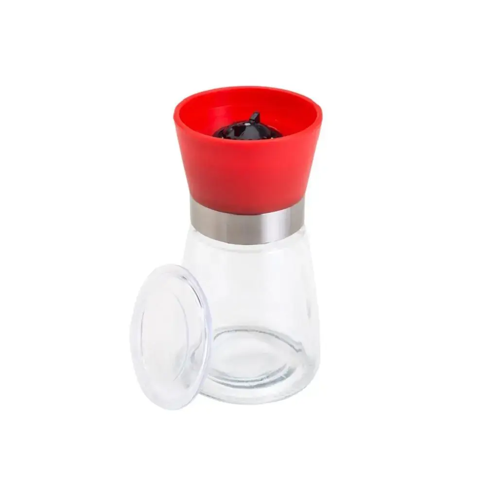 Moedor de tempero vidro tampa vermelha 170 ml 6,5x13cm Lyor