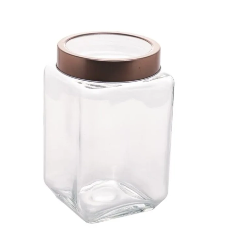 Pote de Vidro com Tampa Gold Rose 1,7 Litros