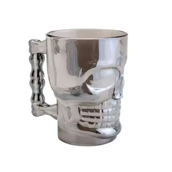 Caneca de Vidro para CHOPP Caveira ROCK STYLE Cinza 510ML LYOR 7624