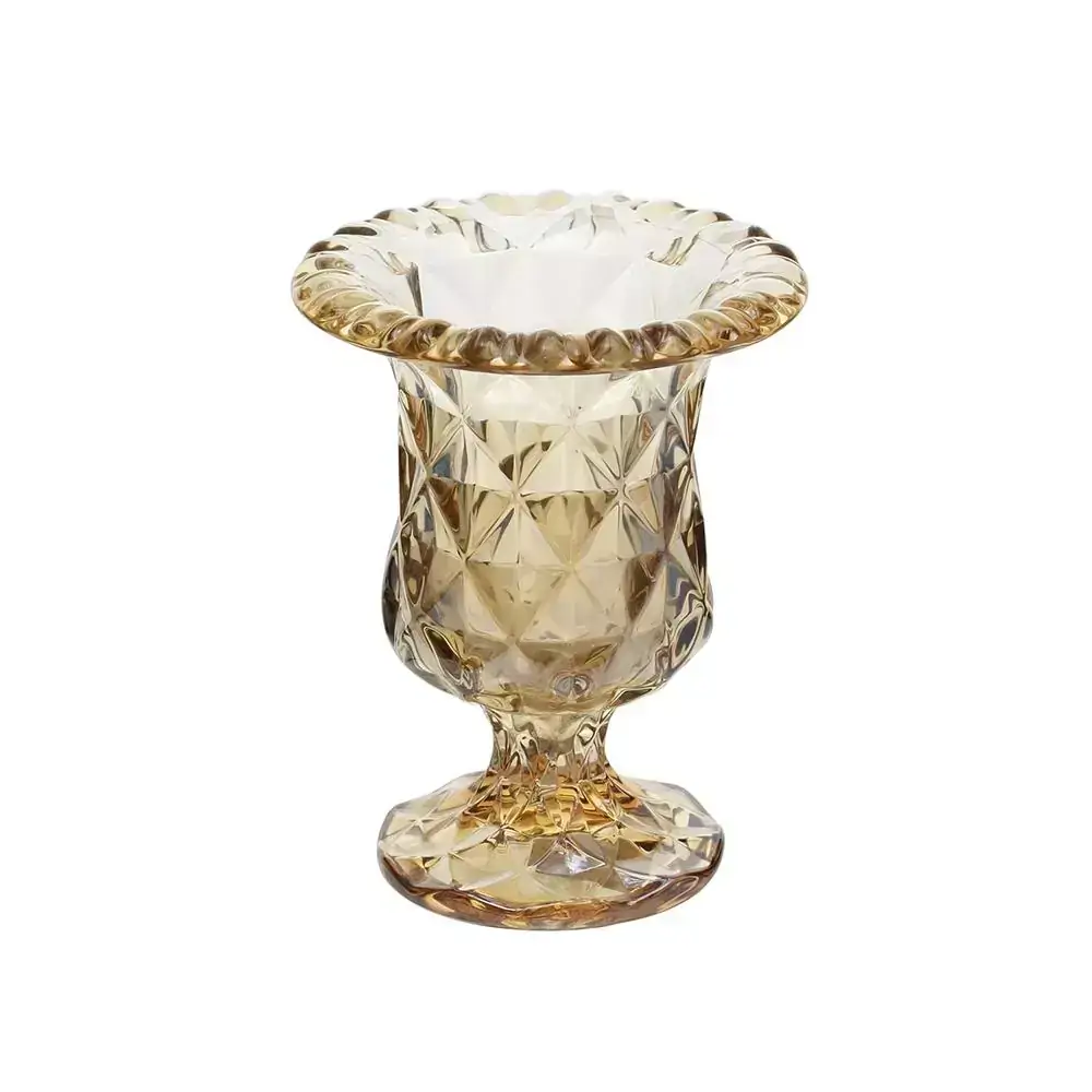 Vaso com Pé Lyor Diamond Âmbar Metalizado 14,5 x 11,5 cm