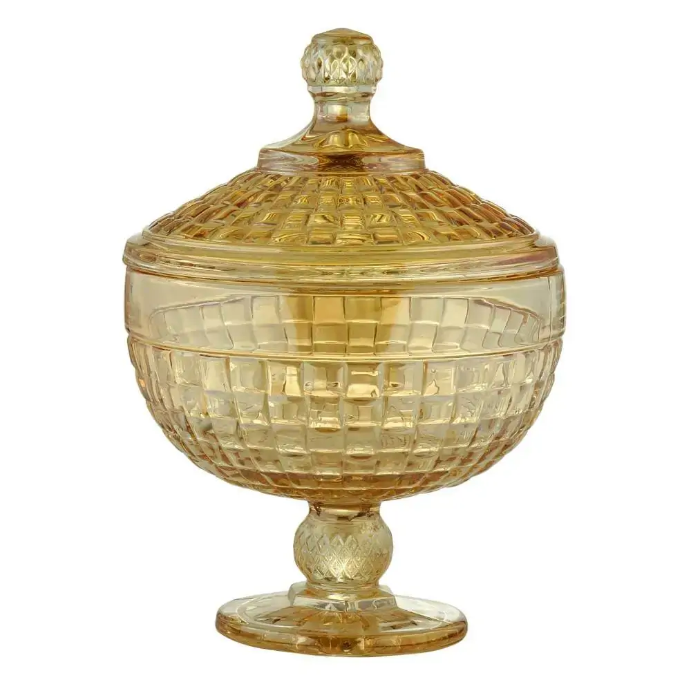 Potiche Decorativo C/pe De Cristal De Chumbo Tress Ambar 14,4x20cm