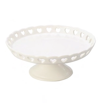 Prato Para Bolo Lyor Em Porcelana 20,5 Cm Branco