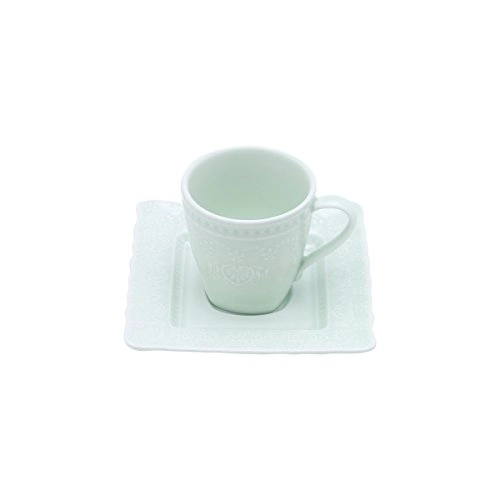 Cj.6 Xicaras P/cafe Lyor 90ml Heart Verde