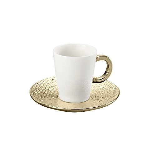 Cj.6 Xicaras P/cafe Lyor 100ml Drop Dourada