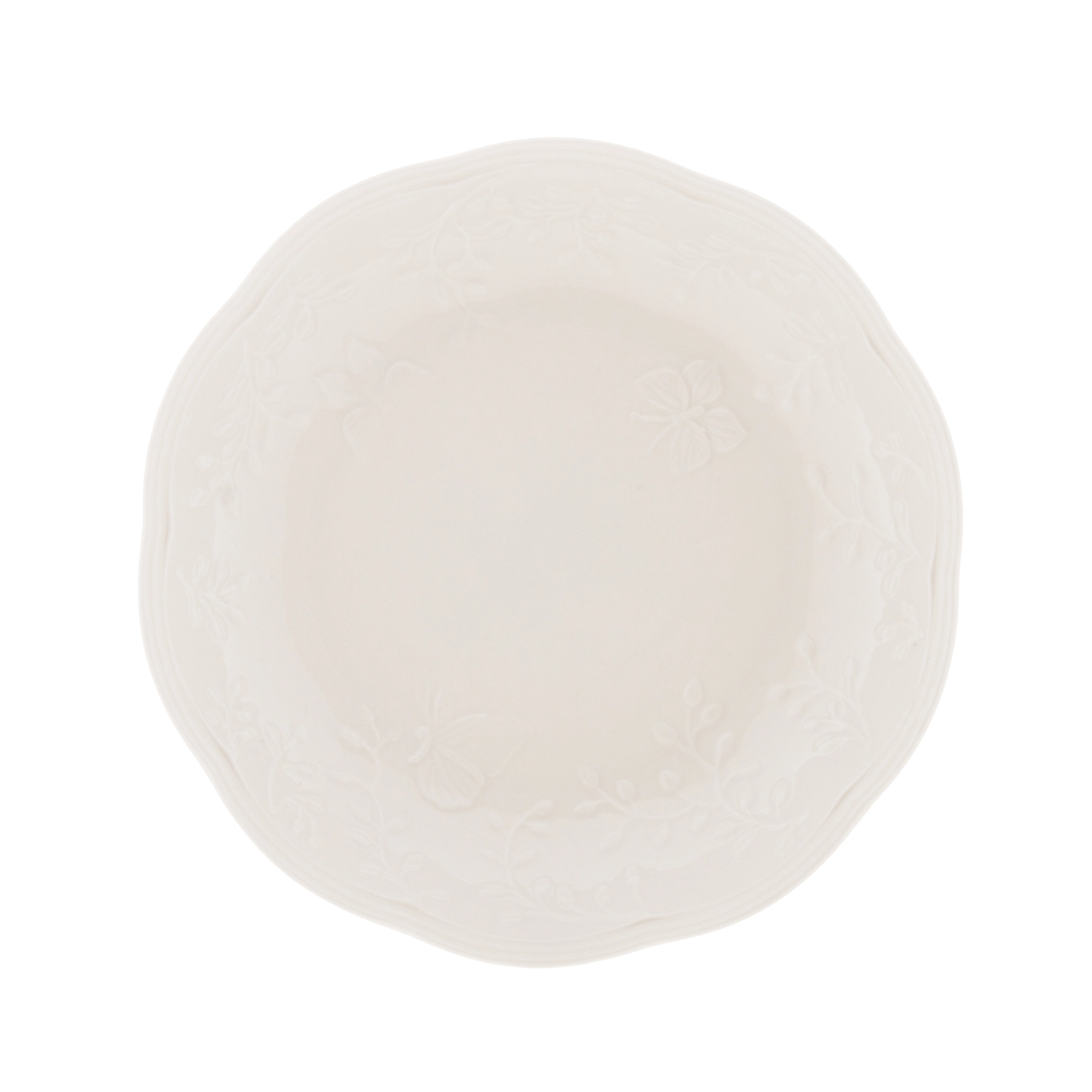 Prato Fundo Porcelana New Bone Butterfly Flower 21.5x21.5x4.5cm 8517 Lyor