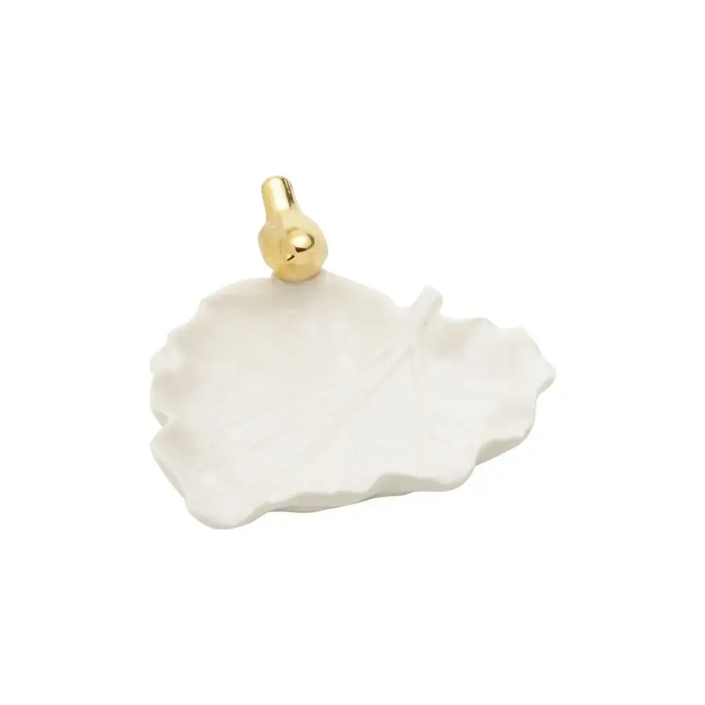 Folha Decorativa Lyor 16x15cm Br C/passaro Dourado