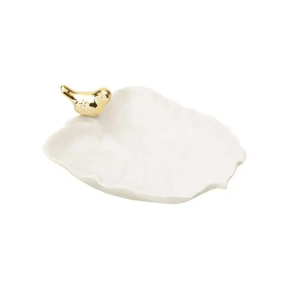 Folha Decorativa Lyor 16x13cm Br C/passaro Dourado