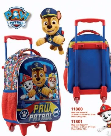 Mochila C/carrinho Patrulha Masc. Paw Patrol 16 Ref.11800