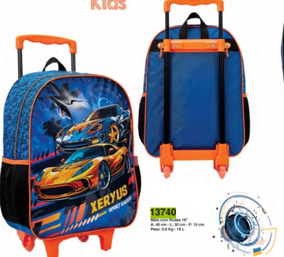 Mala C/rodas 16 Xeryus Infantil Carros Ref.13740