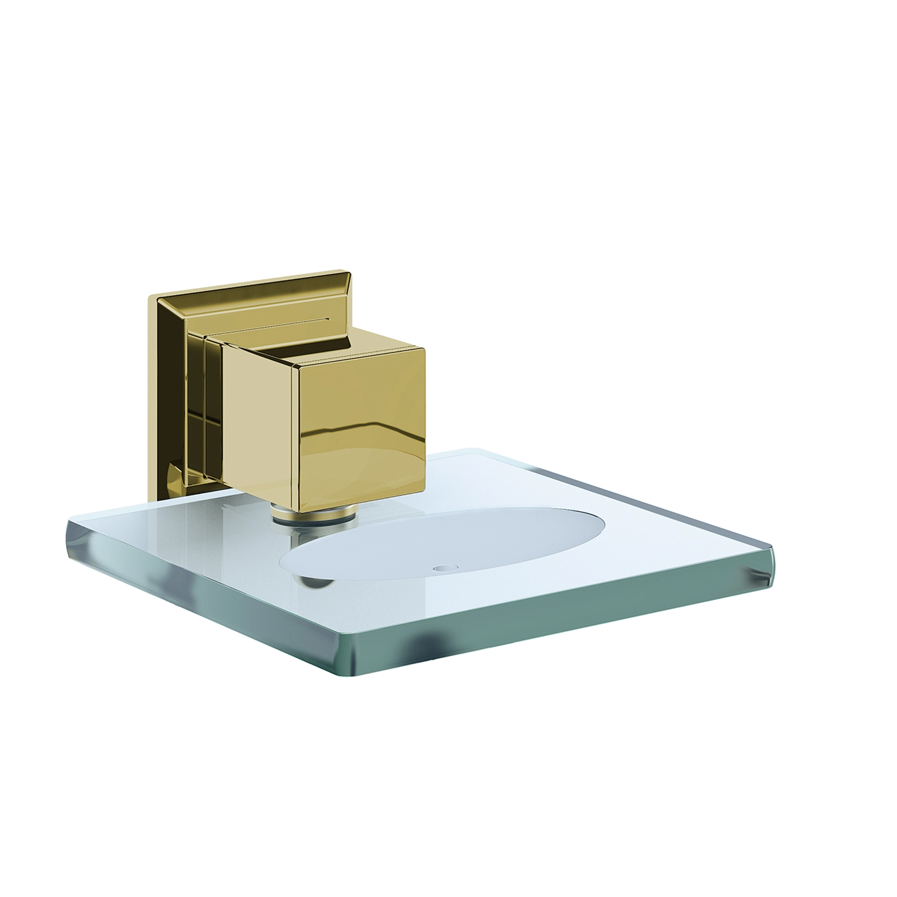 Saboneteira em aço inox dourado com vidro incolor GO5021. Linha Gold Ducon Metais