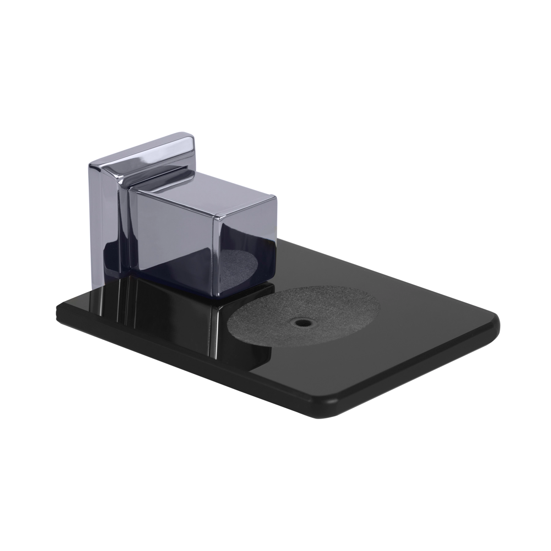 Saboneteira em aço inox polido com vidro preto PR4020. Linha Premium Ducon Metais