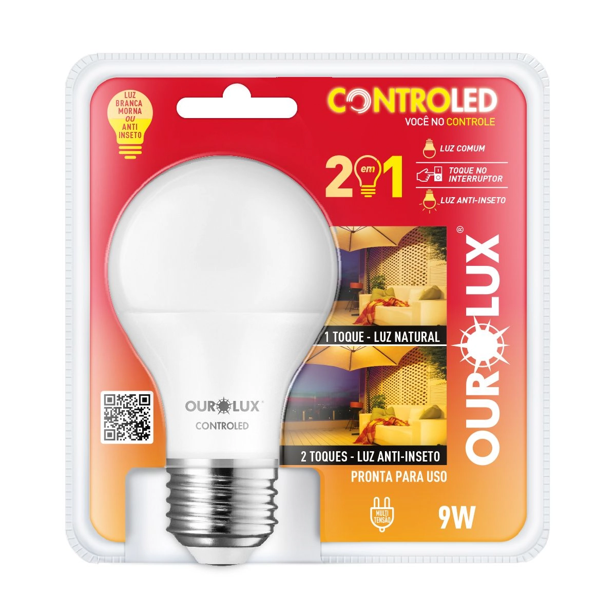 Lampada Ourolux Controled 2 Steps 9w 2700k Anti Inseto