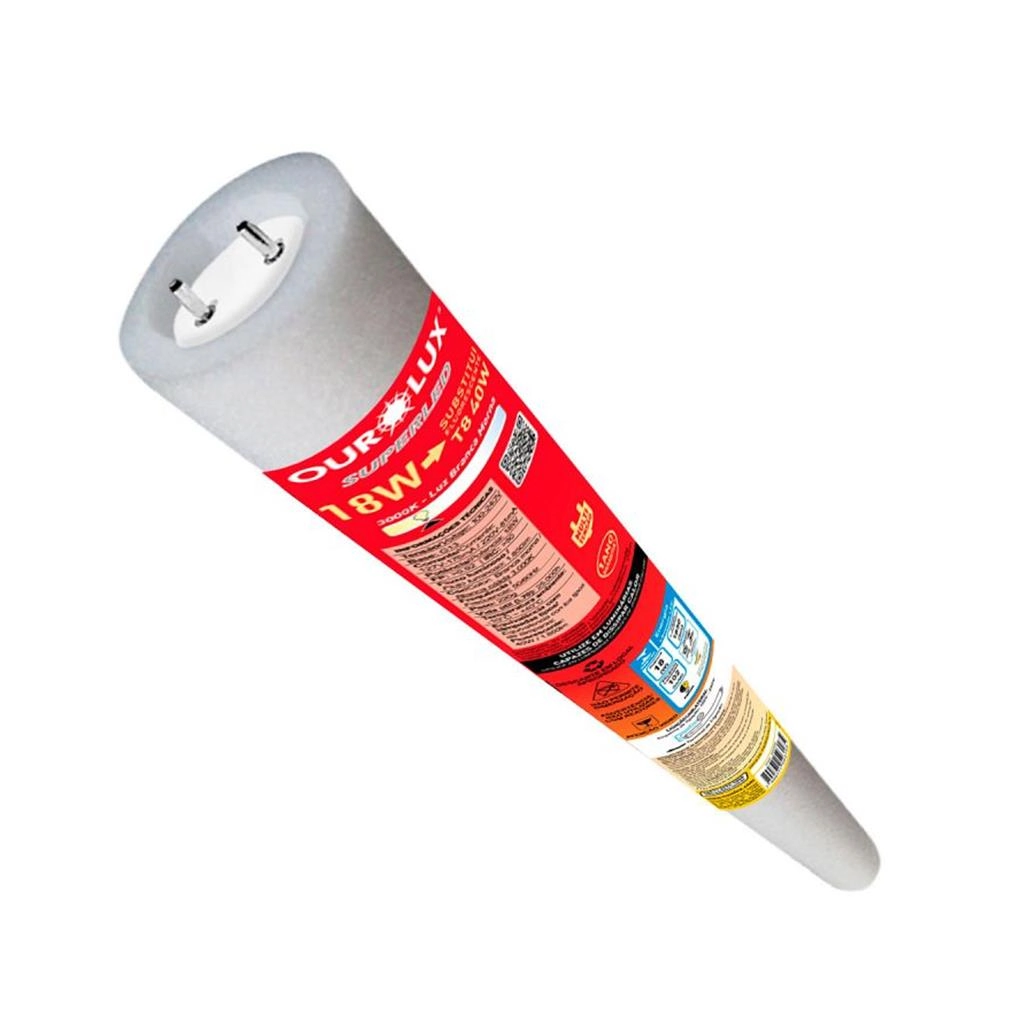 Lâmpada Led Tubular T8 18w Bivolt 3000k Luz Amarela Ourolux
