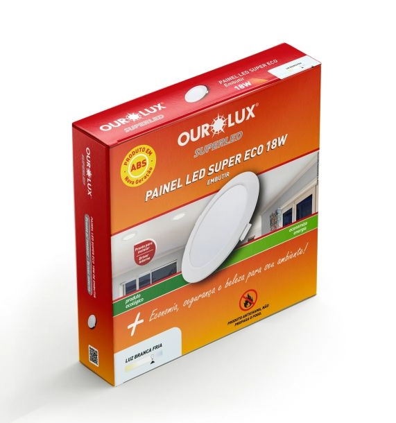 Painel Led Super Abs Embutir 18w Biv 6500k Redondo Ourolux