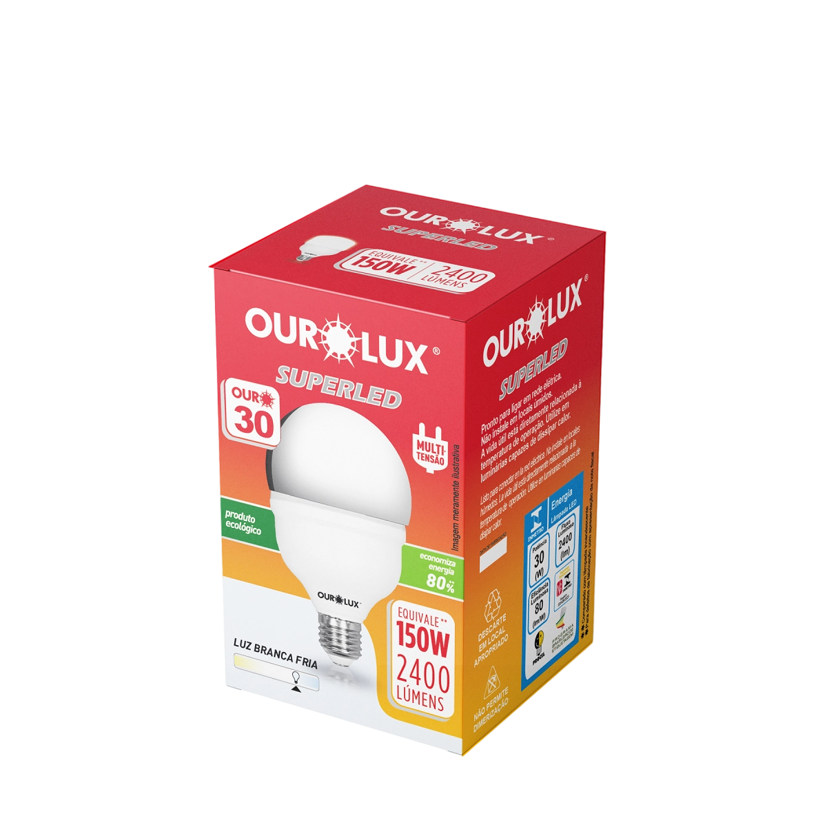 Lamp Ourolux Sup. Alta Potencia Ouro T30w 2400 Lm E27 3000k