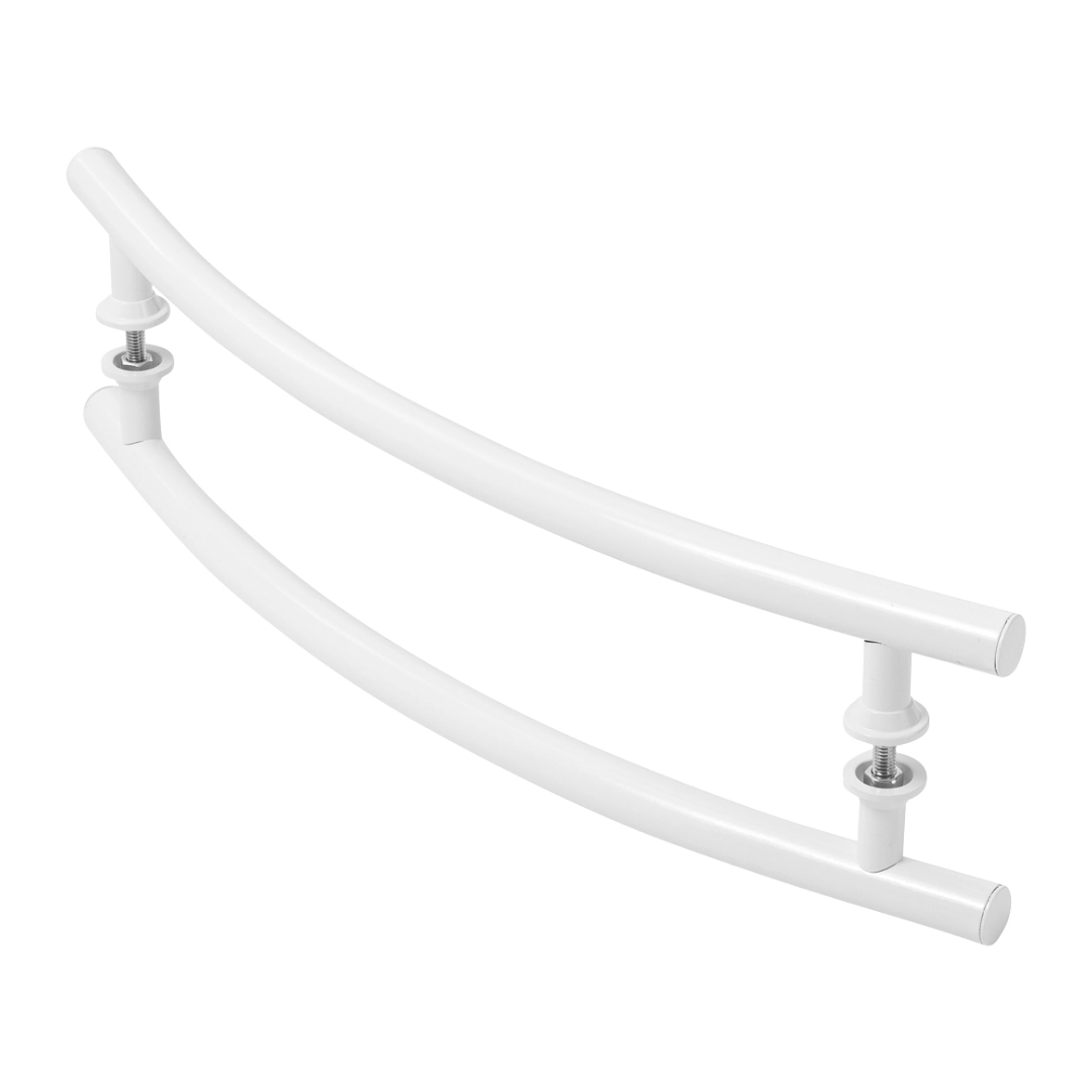 Puxador De Porta Curvo Lateral Branco 70cm