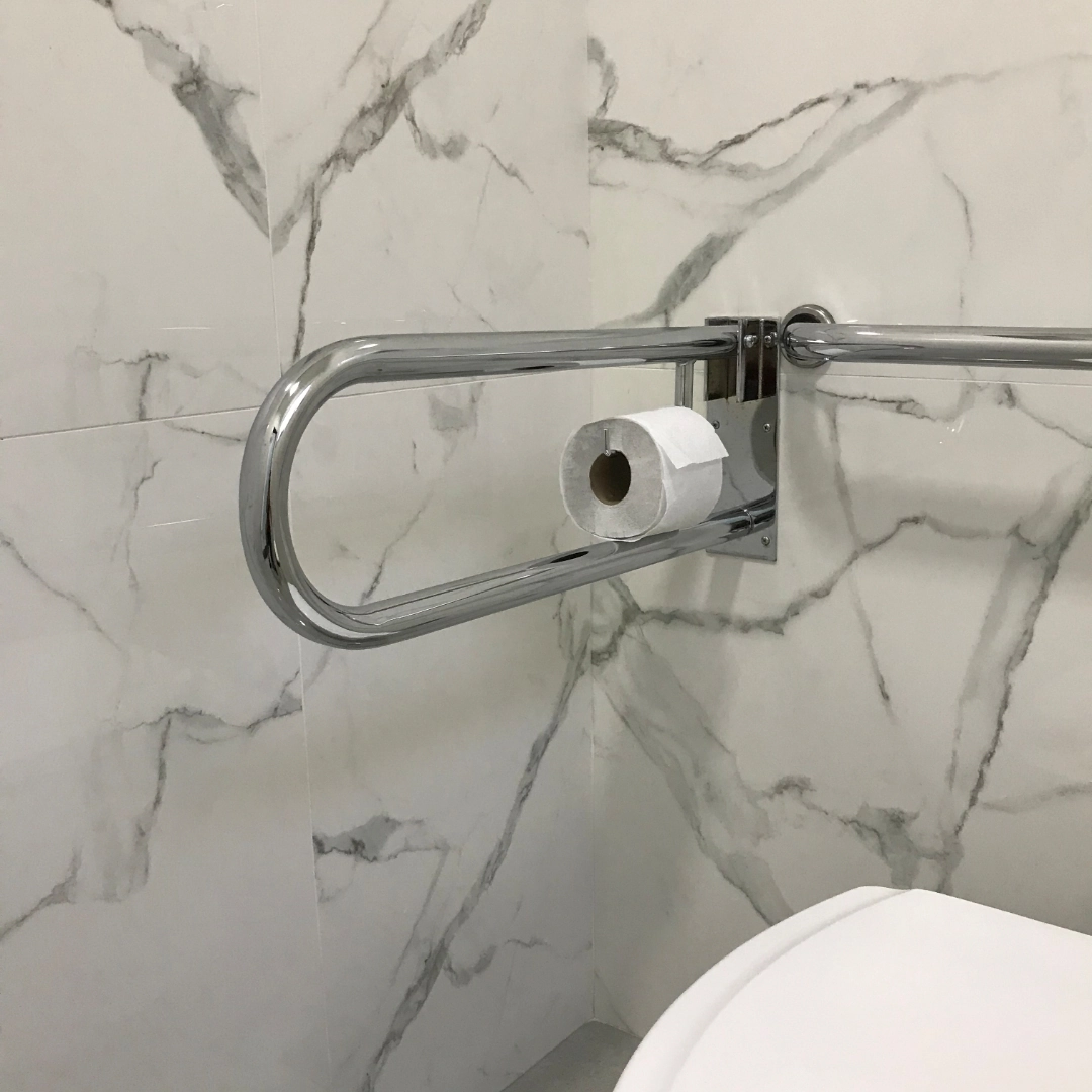 Barra De Apoio Para Sanitário Articulada Com Papeleira