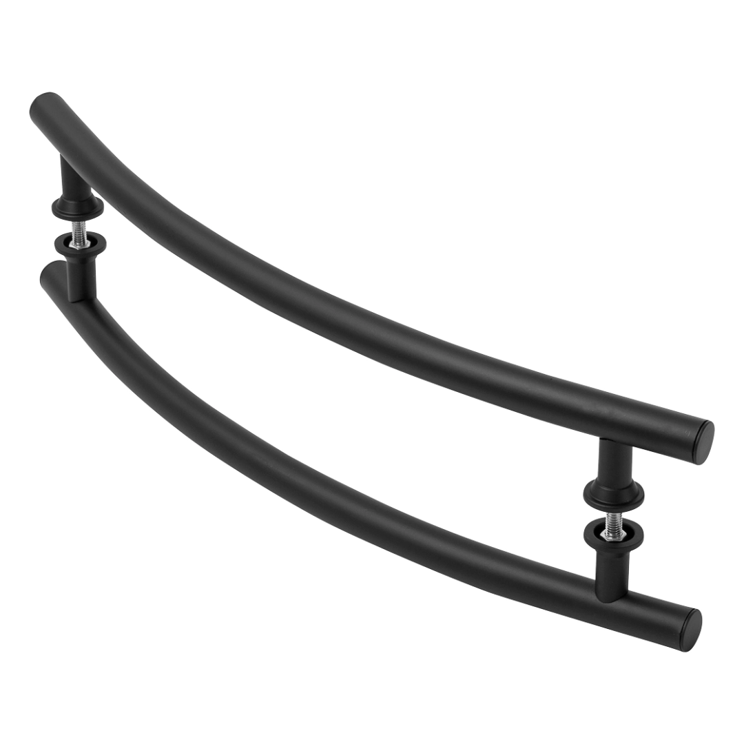 Puxador De Porta Curvo Lateral Preto 80cm