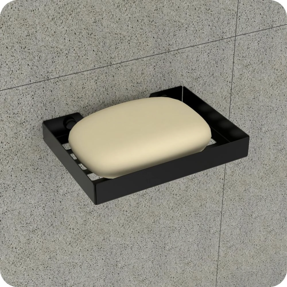 Suporte Porta Sabonete Para Banheiro De Parede Preto Plus