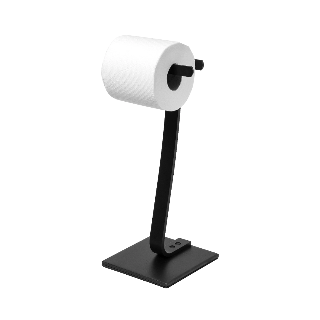Porta Papel Higiênico De Chão Single Preto Fosco E Maciço